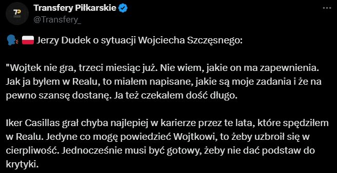 Jerzy Dudek nt. SZANSY dla Szczęsnego w Barcelonie!